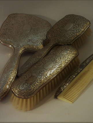 Srebrni Set Četke, Češalj i Ogledalo