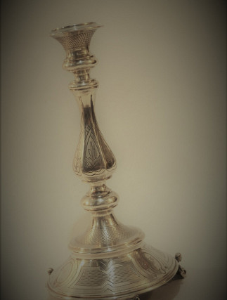 Antikni Srebrni Sviječnjak